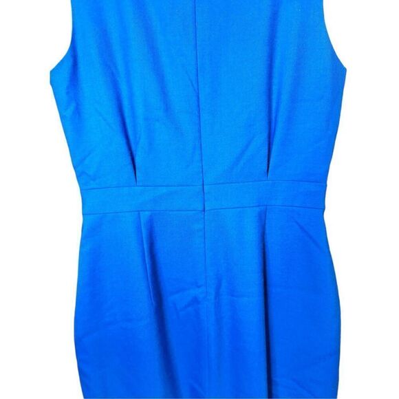J Crew Suiting Blue Wool Blend Ruffle Neck Sheath Dress Size 6 Career Office - Picture 4 of 6